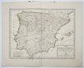 Edme Mentelle (1730–1815) – Map of Spain and Portugal – Iberian Peninsula – Etching (1818)