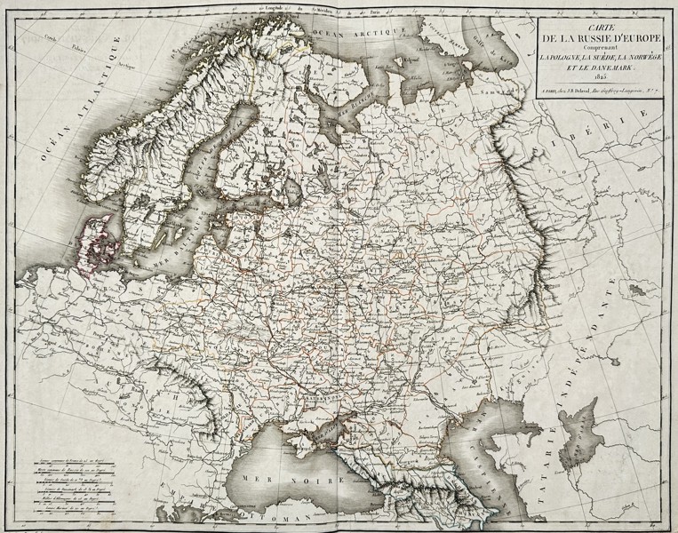 Pierre-François Tardieu (1711–1771) – Map of European Russia, Poland, Sweden, Norway, and Denmark – Northern and Eastern Europe – Etching (1823)