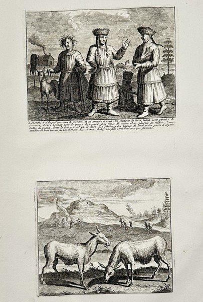 Cornelis de Bruyn (1652–1726) – Ethnographic Study of Samoyed People and Northern Fauna – Etching (1711)