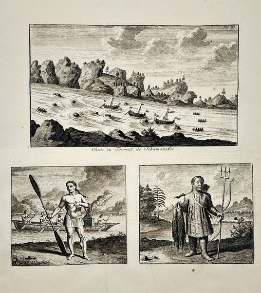 Cornelis de Bruyn (1652–1726) – View of the Schamanskoi Torrent and Siberian Ethnographic Studies – Etching (1711)