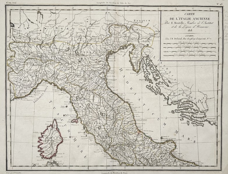 Edme Mentelle (1730–1815) – Map of Ancient Italy - Italian Peninsula During Antiquity – Engraving (1818)