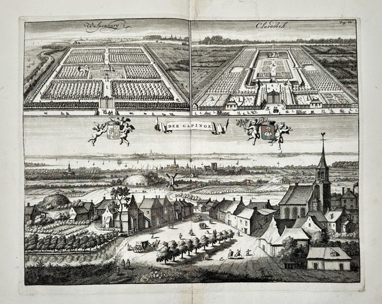 Mattheus Smallegange (1624–1704) – Views of Wulpenburg, Clarenbeek, and the Village of Gapinge – Netherlands – Engraving (1696)