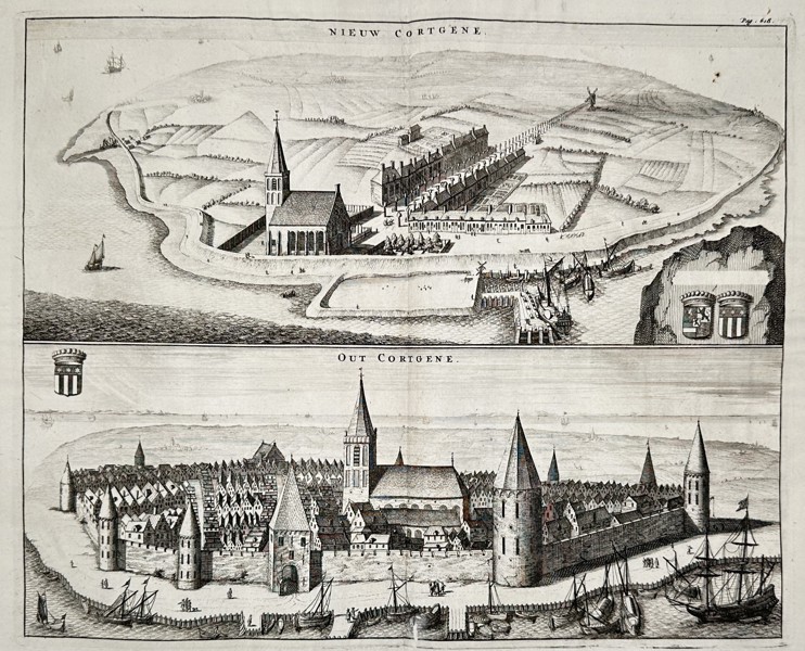 Mattheus Smallegange (1624–1704) – Views of Nieuw Cortgene and Out Cortgene – Netherlands – Engraving (1696)