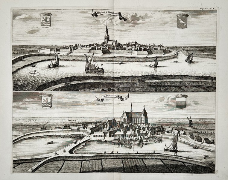 Mattheus Smallegange (1624–1704) – Views of Sint-Maartensdijk and Scherpenisse – Netherlands – Engraving (1696)