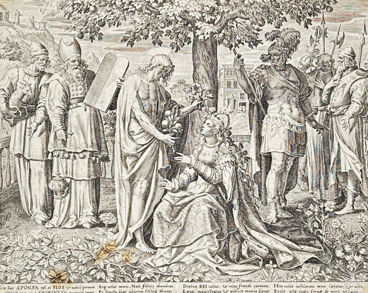Johann Sadeler I (1550–1600), after Marten de Vos – Allegory of the Church as the Bride of Christ – Engraving (1585)