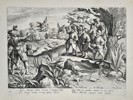 Jan van der Straet (1523–1605), after – Hunting Scene with Drums and Trumpets to Scare Waterfowl – Engraving (1596)