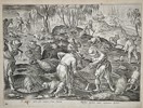 Jan van der Straet (1523–1605), after – Porcupine Hunting with Nets and Dogs – Engraving (1596)