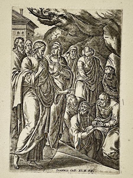 Philips Galle (1537–1612) – The Raising of Lazarus – Engraving (1580–1612)