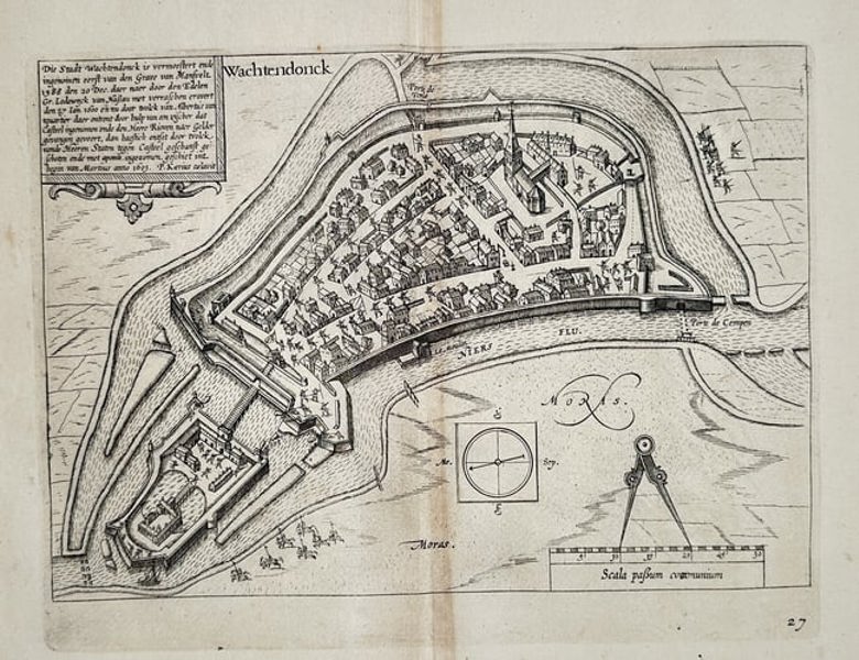 Lodovico Guicciardini (1521–1589) – Map of Wachtendonck: Wachtendonck (Germany) - Engraving (1648)