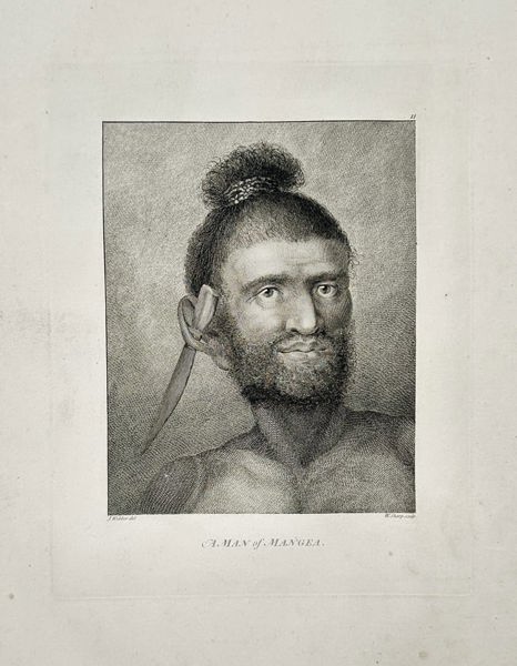 John Webber (1751–1793) – A Man of Mangea (Mangaia, Cook Islands) – Engraving