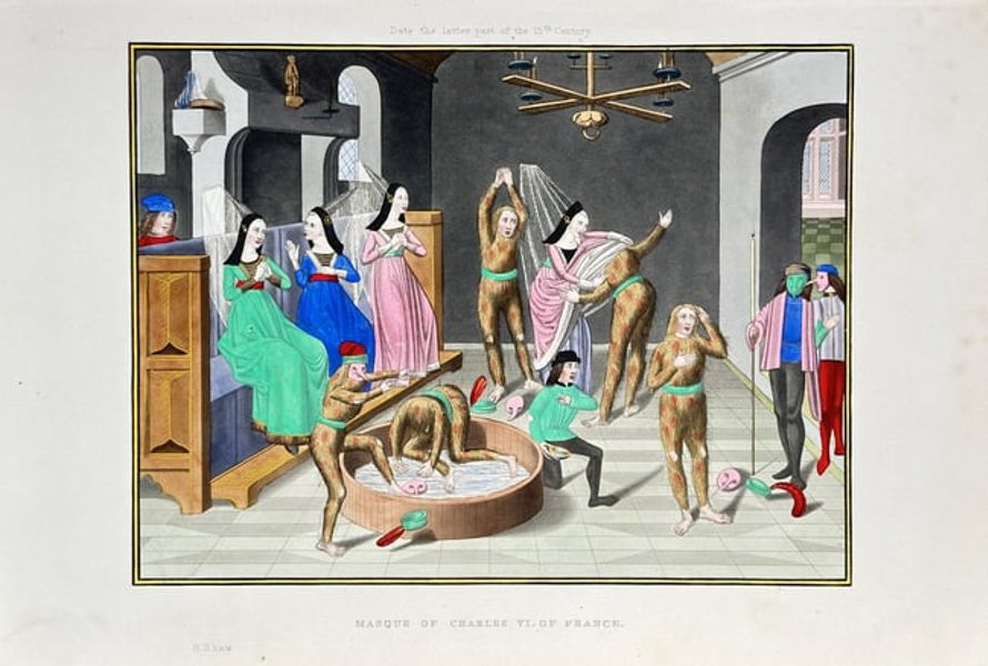 Henry Shaw (1800–1873) – Masque of Charles VI of France (Bal des Arde) - lithograph