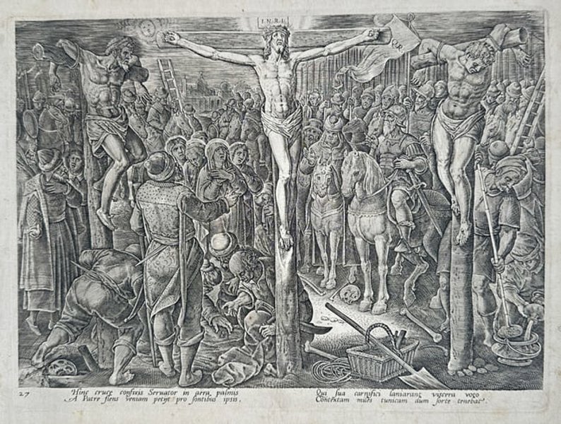 Philips Galle (1537–1612) – The Grand Crucifixion – Copperplate engraving (16th)