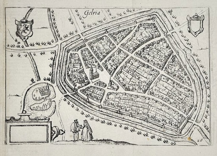 Frans Hogenberg (1535–1590) – Map of Geldern: Gelria (Germany) – Engraving (1590)