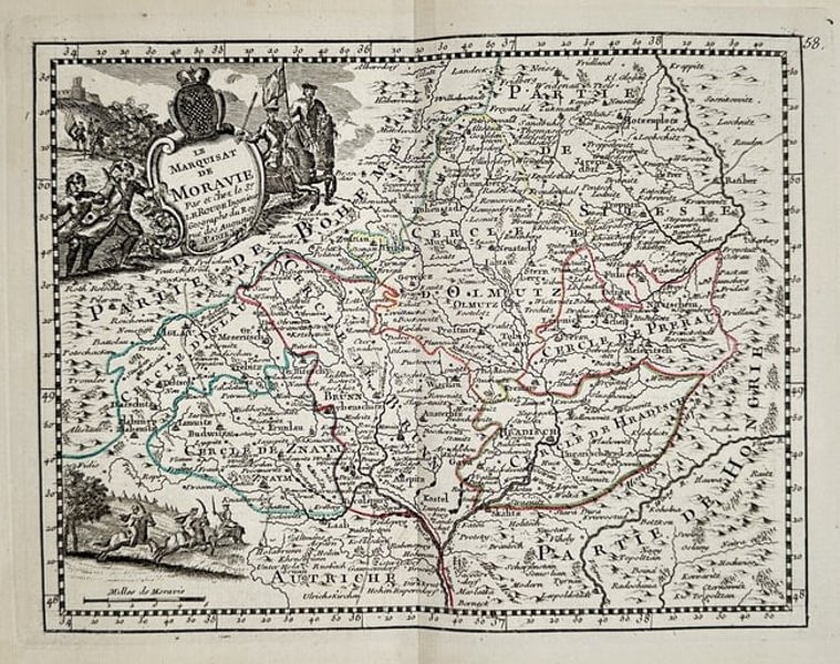 Georges-Louis Le Rouge (c. 1712–c. 1790) – Map of Czech Republic - the Margravia - Hand-Coloured Engraving (1748–1756)
