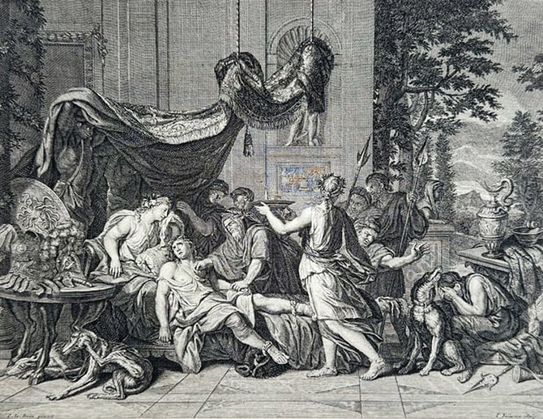 Charles Le Brun (1619–1690) – The Death of Meleager – Etching (17th Century)