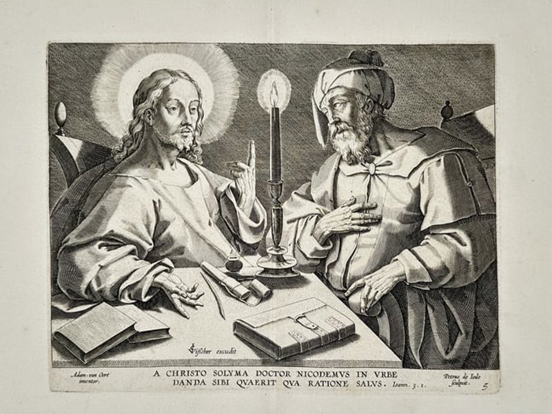 Adam van Noort (1562–1641) – Christ and Nicodemus – Engraving (1580–1641)