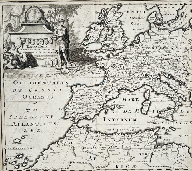 François Halma (1653–1722) – Map of the Western Roman Empire and Surrounding Lands – Copperplate engraving (18th Century)