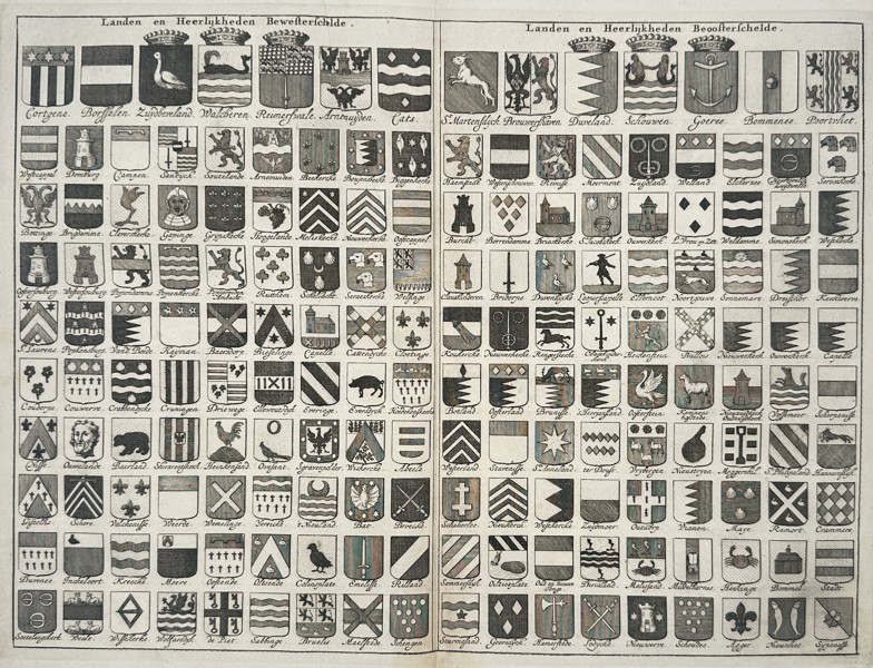 Mattheus Smallegange (1624–1710) – Heraldic Coats of Arms of the Lands and Lordships of Zeeland – Hand-coloured etching (1696)