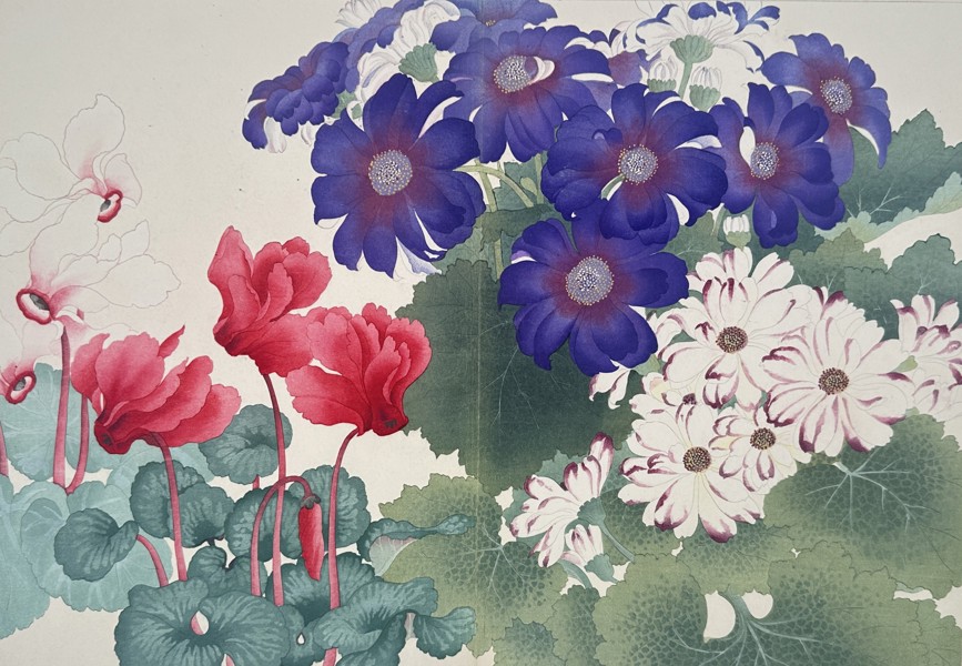 Tanigami Konan (1879–1928) – Cineraria and Cyclamen – Woodblock print (1923)