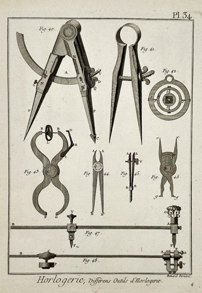 Denis Diderot (1713–1784) – Horlogerie, Differens Outils d’Horlogerie – Engraving (1765)