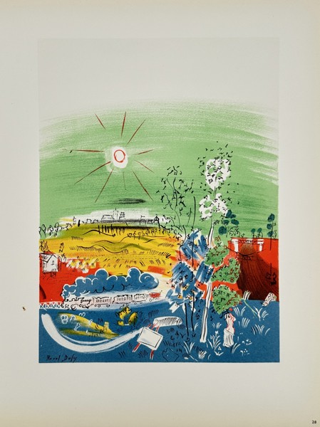 Raoul Dufy (1877–1953)– Landscape with Train and Sun – Lithograph by Mourlot (1959)