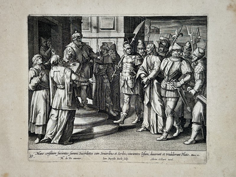 Marten de Vos (1532–1603) – Christ Before Pilate – Engraving (1585)