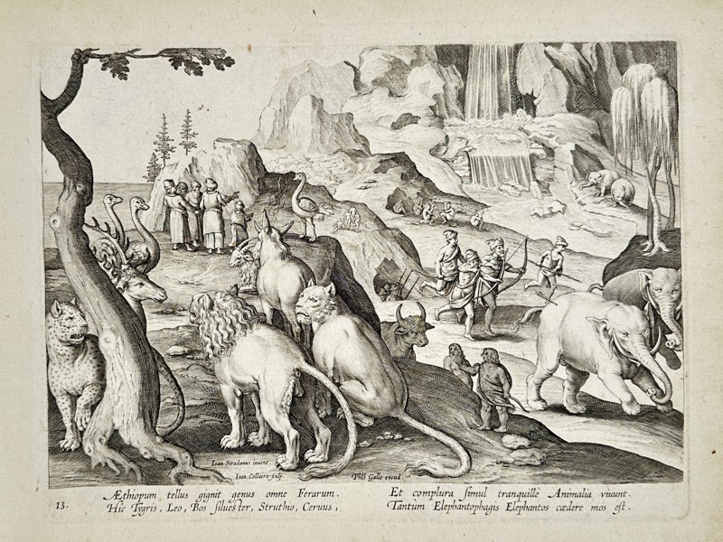 Johannes Stradanus (1523–1605) – Ethiopia and the Wildlife of Africa – Engraving (1578)