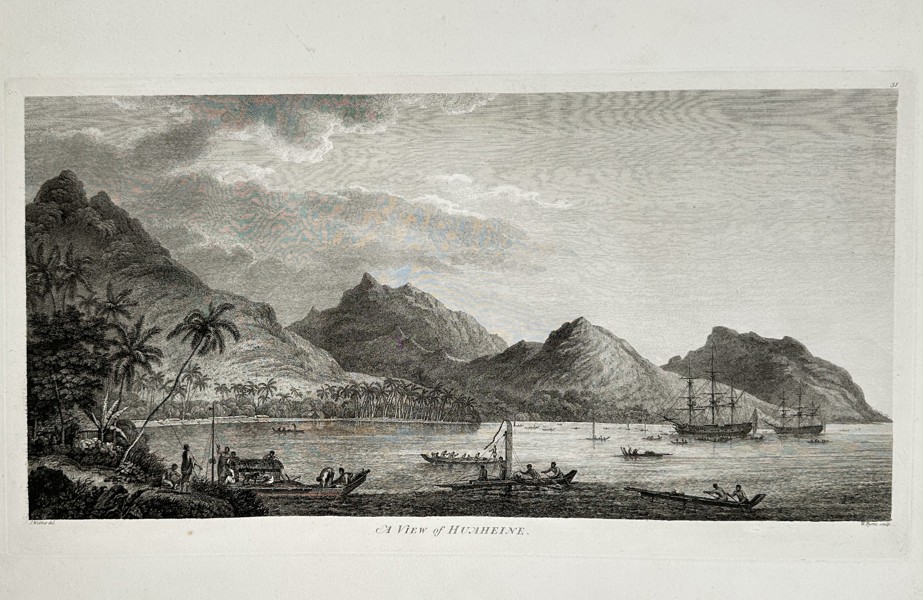John Webber (1751–1793) – View of Huahine – French Polynesia – Large Folio Engraving (1784)