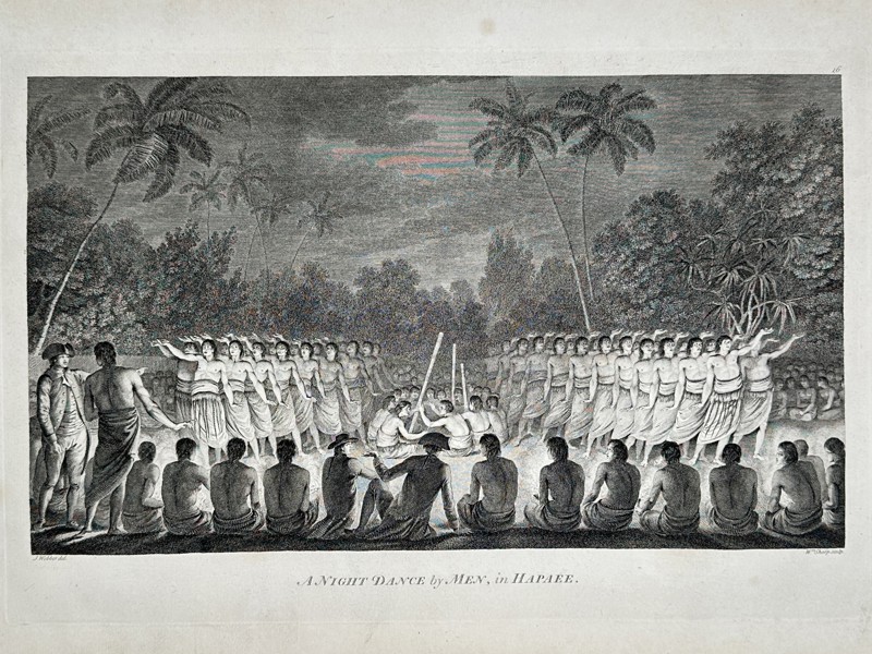 John Webber (1751–1815) – Night Dance by Men in Ha'apai – Large Folio Engraving (1784)