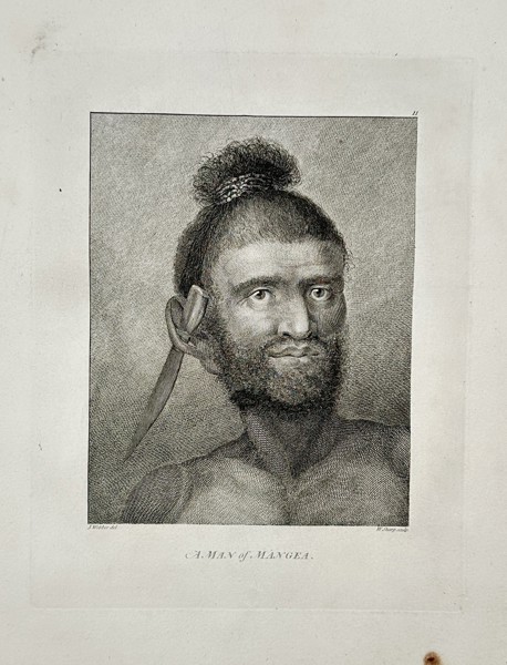 John Webber (1751–1793) – Portrait of a Man from Mangaia – Cook Islands – Large Folio Engraving (1784)