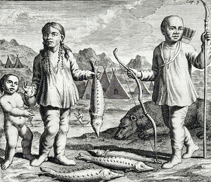 Cornelis de Bruyn (1652–1727) – View of Ostyak People Fishing – Engraving (1718)