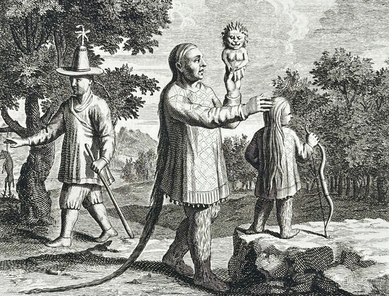 Cornelis de Bruyn (1652–1727) – View of a Tungusic Prince and Shamanic Figures – Engraving (1718)