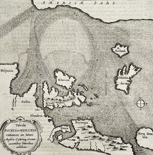 Athanasius Kircher (1602–1680) – Map of the Atlantic Ocean and Northern Europe – Engraving (1665)
