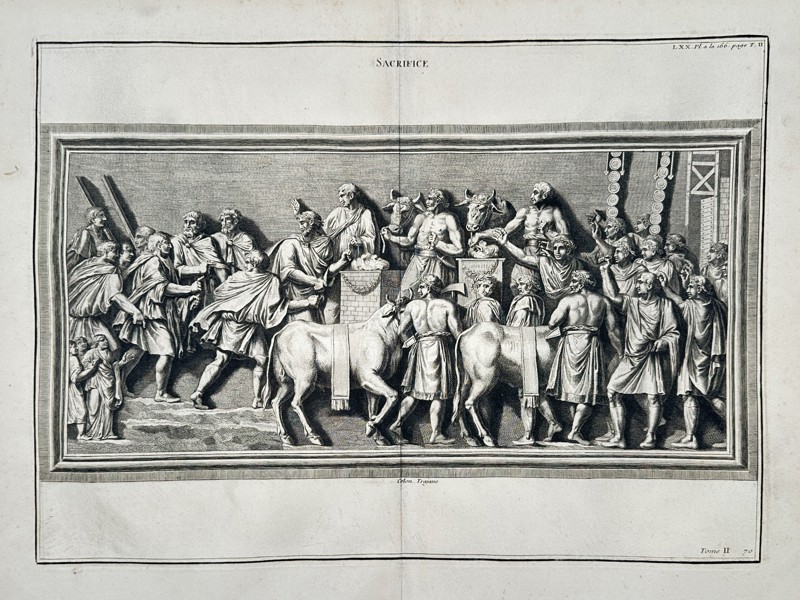 Bernard de Montfaucon (1655–1741) – View of a Roman Sacrifice – Engraving (1719–1724)