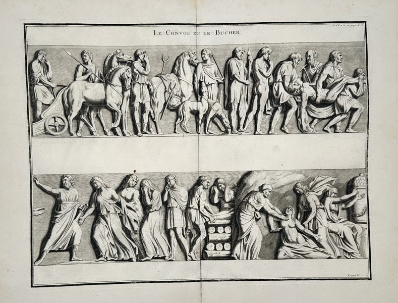 Bernard de Montfaucon (1655–1741) – View of a Funeral Procession and Pyre – Engraving (1719–1724)