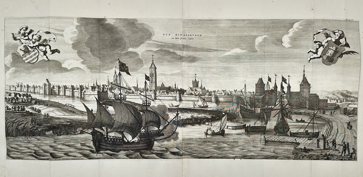 Mattheus Smallegange (1624–1710) – View of Old Middelburg in the Year 1550 – Engraving (1696)