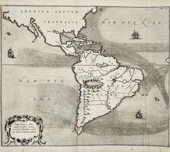 Athanasius Kircher (1602–1680) – Map of the Americas – North and South America – Engraving (1665)