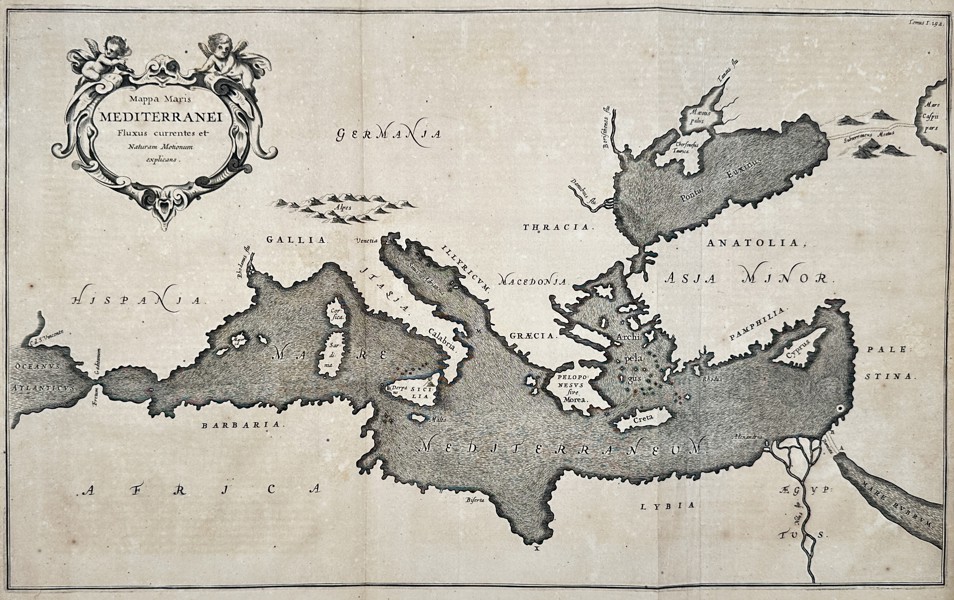 Athanasius Kircher (1602–1680) – Map of the Mediterranean Sea – Europe and North Africa – Engraving (1665)