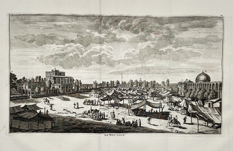 Cornelis de Bruyn (1652–1727) – View of the Maidan in Isfahan – Persia – Engraving (1718)