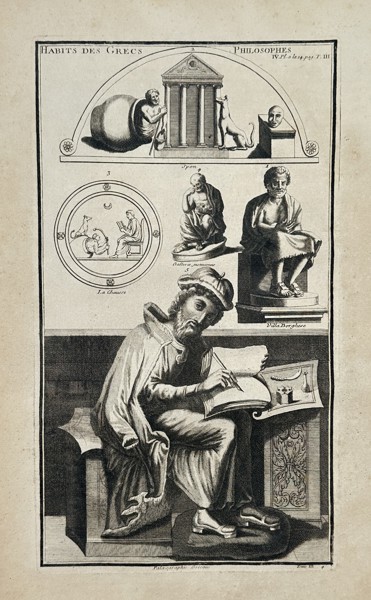 Bernard de Montfaucon (1655-1741) – Habits des Grecs: Philosophes – Etching (1719)