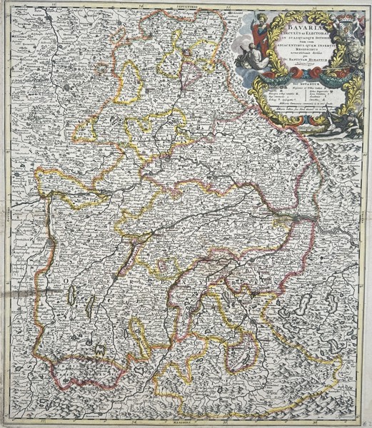 Johann Baptist Homann (1664-1724) – Map of the Bavarian Circle – Germany – Hand-coloured etching (1707)