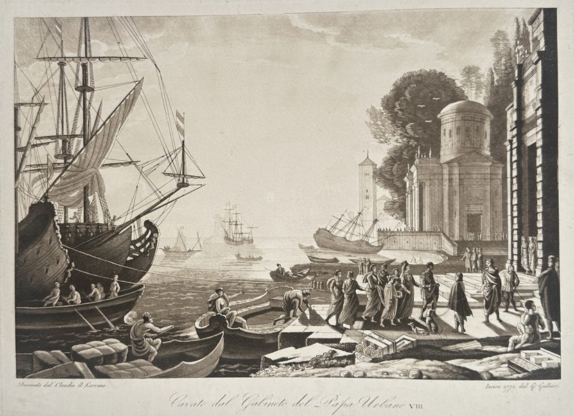 Gasparo Galliari (1760–1818) – The Landing of Cleopatra at Tarsus – Etching (1772)