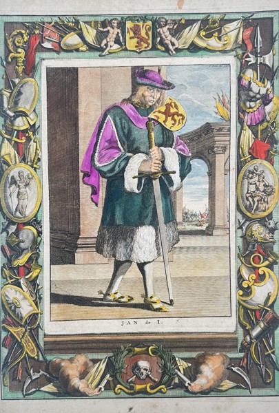 Jan Goeree (1670–1731) – Portrait of John I, Count of Holland – Hand-coloured engraving (1725)