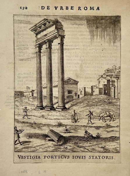 Giacomo Lauro (Active 1584–1637) – Ruins of the Portico of Jupiter Stator – Engraving (1612)