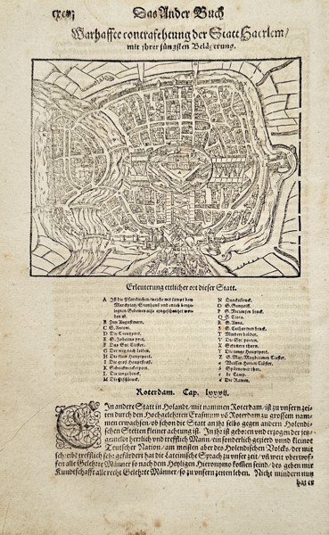 Sebastian Münster (1488–1552) – Map of Haarlem – Netherlands – Woodcut (1574)