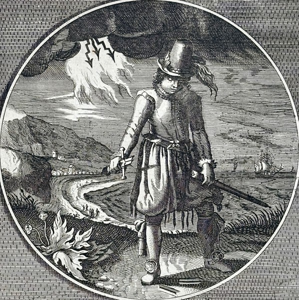 Jacob Cats (1577–1660) – Emblem of the Swordsman – Engraving (1627)