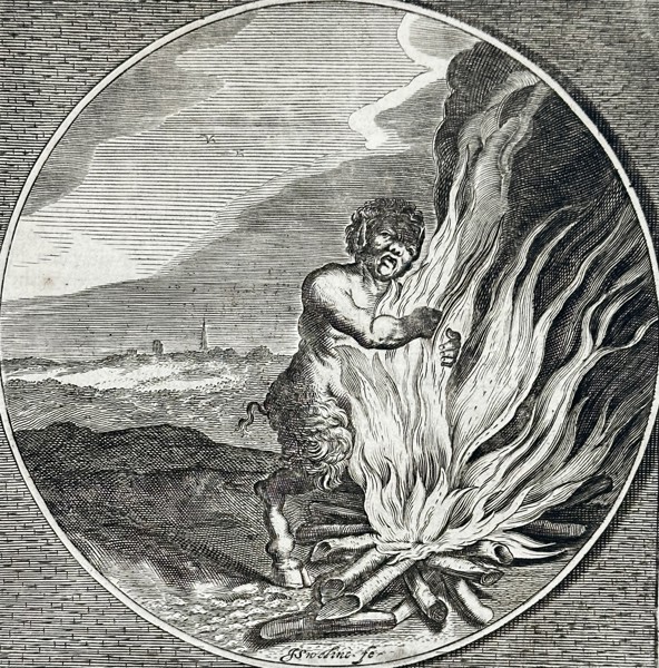 Jacob Cats (1577–1660) – Emblem of the Satyr and Fire – Engraving (1627)