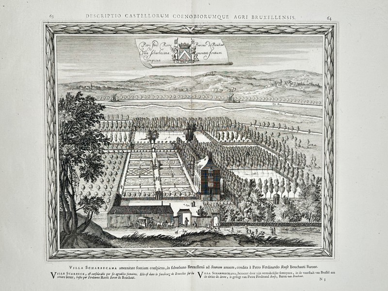 Jacob Le Roy (1633–1719) – View of Villa Scharbeccana in Schaerbeek – Belgium – Engraving  (1694)