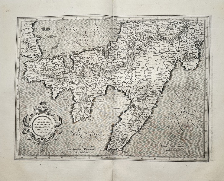Gerhard Mercator (1512–1594) – Map of Puglia, Calabria, and Basilicata – Italy – Engraving (1633)