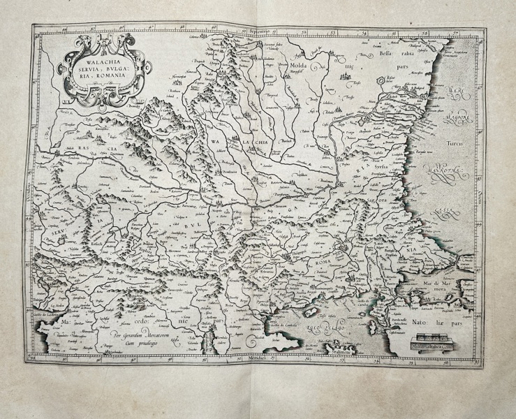 Gerhard Mercator (1512–1594) – Map of Walachia, Servia, Bulgaria, and Romania – Balkans – Engraving (1633)